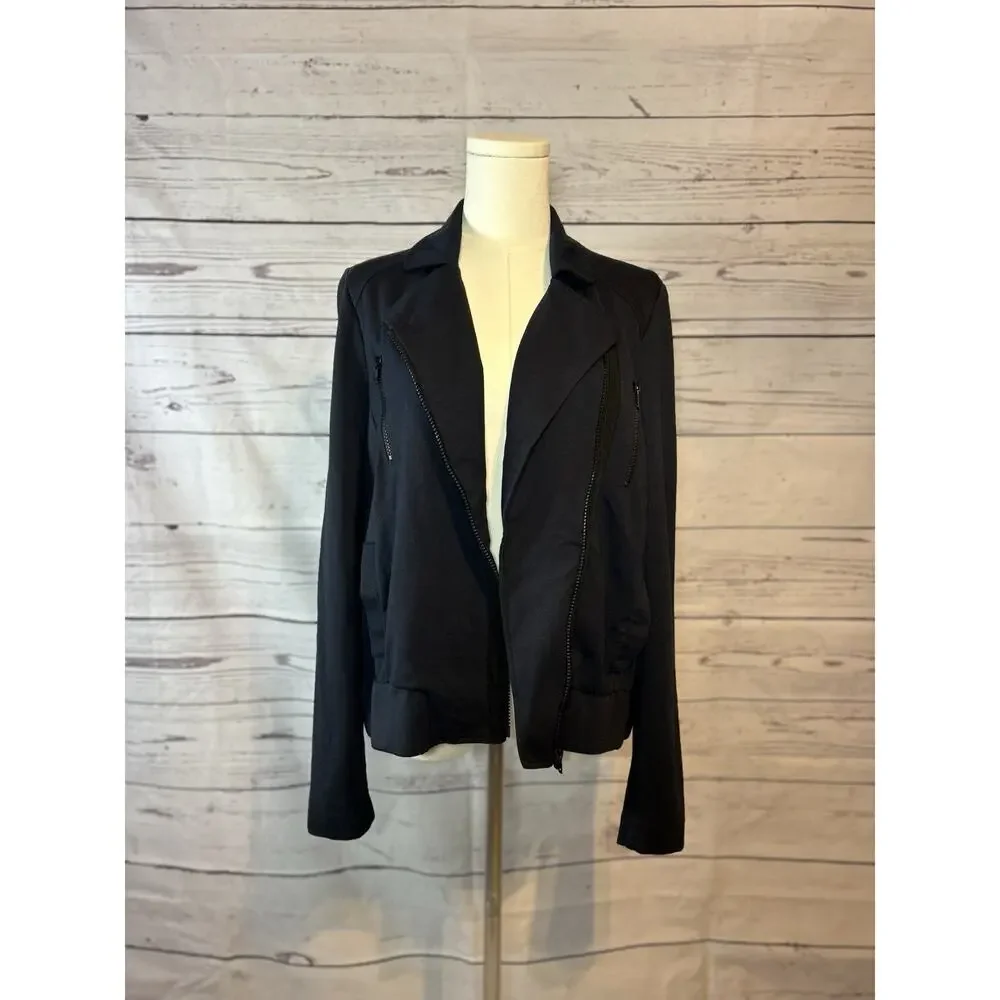 Cabi Chance Asymmetrical Moto Jacket Navy Blue Size M - Picture 2 of 7